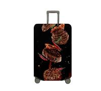 Treer Housse Valise,Elastique Housse de Valise,Imprimés Aliments Housse Protection Valise, Zippé Bagage Voyager Protecteur,Lavable Housses de Valise pour 18-32 Pouce Valise (Viande de bœuf,M)