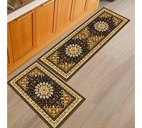 Treer Imprimé Baroque Tapis de Cuisine Antidérapant et Lavable, Classique Paillasson d'Entrée Style Romain Devant Evier Tapis de Sol Tapis pour Chambre à Coucher,Salon (50x80cm,Marron)