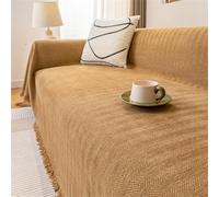 Treer Jeté de Canapé Chenille avec Gland, Style Chevron Jete de Canape Grande Taille Housse de Canapé 1 2 3 4 Places Couvre Canapé Confortable Couverture de Canapé (Couleur Caramel,180x300cm)
