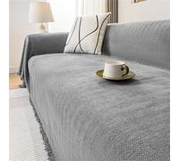 Treer Jeté de Canapé Chenille avec Gland, Style Chevron Jete de Canape Grande Taille Housse de Canapé 1 2 3 4 Places Couvre Canapé Confortable Couverture de Canapé (Gris,180x300cm)