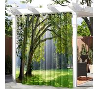Treer Jungle Verte 3D Rideaux D'extérieur Impermeable Exterieur Rideau Terrasse avec Oeillet, Opaque Protection Solaire Rideaux pour Pergola, Cabanon Jardin Gazebo (Motif E,W132*L160cm)
