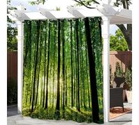Treer Jungle Verte 3D Rideaux D'extérieur Impermeable Exterieur Rideau Terrasse avec Oeillet, Opaque Protection Solaire Rideaux pour Pergola, Cabanon Jardin Gazebo (Motif H,W132*L160cm)