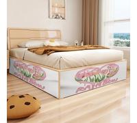 Treer Jupe de Lit à 30-50 cm de Hauteur, Jupe de Lit Cache Sommier Auto-Adhésif sans Perçage Longue Descente Jusqu’au Sol - Rénove et Protège Confidentialité (Cœurs Roses,W250xH50cm)