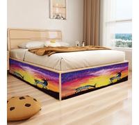 Treer Jupe de Lit à 30-50 cm de Hauteur, Jupe de Lit Cache Sommier Auto-Adhésif sans Perçage Longue Descente Jusqu’au Sol - Rénove et Protège Confidentialité (Cerf 4,W250xH50cm)