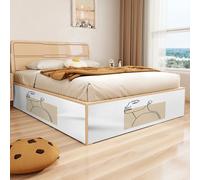 Treer Jupe de Lit à 30-50 cm de Hauteur, Jupe de Lit Cache Sommier Auto-Adhésif sans Perçage Longue Descente Jusqu’au Sol - Rénove et Protège Confidentialité (Ligne Artistique 9,W180xH30cm)