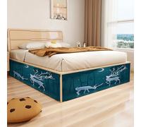 Treer Jupe de Lit à 30-50 cm de Hauteur, Jupe de Lit Cache Sommier Auto-Adhésif sans Perçage Longue Descente Jusqu’au Sol - Rénove et Protège Confidentialité (Cerf 5,W250xH50cm)