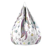 Treer Licorne Pouf Poire sans Garnissage pour Adulte Enfants, Géant Fauteil Poire sans Remplissage, Imprimé Confortable Housse de Pouf Poire Chaise Longue de Salon (90x110cm,Licorne étoile)