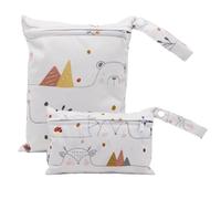 Treer Lot de 2 Sac à Couches Lavable Réutilisable Imperméable, Bébé Wetbag pour Couches Humide et Sèches, Sac de Rangement avec Fermeture à Glissière pour Voyage et Plage (Ours Polaire)