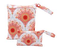 Treer Lot de 2 Sac à Couches Lavable Réutilisable Imperméable, Bébé Wetbag pour Couches Humide et Sèches, Sac de Rangement avec Fermeture à Glissière pour Voyage et Plage (Mandala)