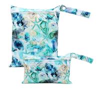 Treer Lot de 2 Sac à Couches Lavable Réutilisable Imperméable, Bébé Wetbag pour Couches Humide et Sèches, Sac de Rangement avec Fermeture à Glissière pour Voyage et Plage (Conque)