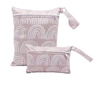 Treer Lot de 2 Sac à Couches Lavable Réutilisable Imperméable, Imprimé Nordique Wetbag pour Couches Humide et Sèches, Sac de Rangement Fermeture éclair pour Voyage Plage (Taupe)