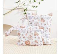 Treer Lot de 2 Sac à Couches Lavable Réutilisable Imperméable, Wetbag pour Couches Sec et Humide, Mini Portable Sac de Rangement avec Fermeture éclair pour Voyage Plage Piscine (Lion)
