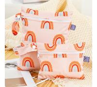 Treer Lot de 2 Sac à Couches Lavable Réutilisable Imperméable, Wetbag pour Couches Sec et Humide, Mini Portable Sac de Rangement avec Fermeture éclair pour Voyage Plage Piscine (Arc-en-Ciel)