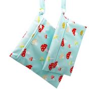 Treer Lot de 2 Sac à Couches Lavable Réutilisable Imperméable, Wetbag pour Couches Sec et Humide, Motifs d'animaux de Dessin Animé Sac de Rangement Fermeture éclair pour Voyage (Champignon)