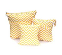 Treer Lot de 3 Sac à Couches Bébé, Bande Impression Lavables Etanche Réutilisables Sac de Rangement à Couches Organisateur des Couches pour Vêtements Sales, Hangable pour Chariot Bébé (jaune)