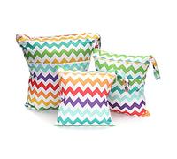 Treer Lot de 3 Sac à Couches Bébé, Bande Impression Lavables Etanche Réutilisables Sac de Rangement à Couches Organisateur des Couches pour Vêtements Sales, Hangable pour Chariot Bébé (arc en ciel)