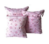 Treer Lot de 3 Sac à Couches Bébé, Joli Motif Lavables Etanche Réutilisables Sac de Rangement à Couches Organisateur des Couches pour Vêtements Sales, Hangable pour Chariot Bébé (rose)