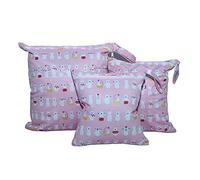 Treer Lot de 3 Sac à Couches Bébé, Joli Motif Lavables Etanche Réutilisables Sac de Rangement à Couches Organisateur des Couches pour Vêtements Sales, Hangable pour Chariot Bébé (ours polaire)