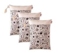 Treer Lot de 3 Sac à Couches Bébé Lavable, Sac de Rangement pour Couches Imperméable Réutilisable Grand Wetbag Imprimé avec Double Fermeture Eclair pour Voyages Plage Piscine (Beige,30x40cm)