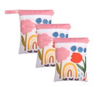 Treer Lot de 3 Sac à Couches Bébé Lavable, Sac de Rangement pour Couches Imperméable Réutilisable Wetbag Grand avec Double Fermeture Eclair pour Voyages Plage Piscine (Arc-en-Ciel 1,30x40cm)