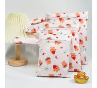 Treer Lot de 3 Sac à Couches Bébé Lavables, Sac Couches Étanches Réutilisables avec Fermeture éclair, Organisateur de Couches Humides et Vêtements Sales, pour Voyage, Plage (Ours pastèque)