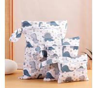 Treer Lot de 3 Sac à Couches Bébé Lavables, Sac Couches Étanches Réutilisables Imprimé Animal Mignon, Organisateur de Couches Humides et Vêtements Sales, pour Voyage, Plage (Ours Gris)