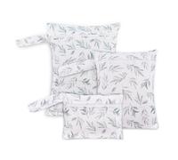 Treer Lot de 3 Sac à Couches Bébé Lavables, Sac Couches Étanches Réutilisables Imprimé Élégant Chic, Organisateur de Couches Humides et Vêtements Sales, pour Voyage, Plage (Feuilles d'Été)