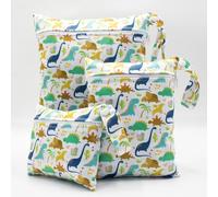Treer Lot de 3 Sac à Couches Lavables, Sac de Couche Imperméable Réutilisables, Animaux de Bande Dessinée Organisateur de Couches Bébé Vêtements Sales et Humides pour Voyage, Plage (Dinosaure 3)