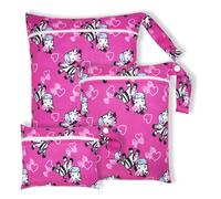 Treer Lot de 3 Sac à Couches Lavables, Sac de Couche Imperméable Réutilisables, Animaux de Bande Dessinée Organisateur de Couches Bébé Vêtements Sales et Humides pour Voyage, Plage (Zèbre)
