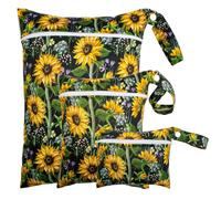 Treer Lot de 3 Sac à Couches Lavables, Sac de Couche Imperméable Réutilisables, Motif Floral Champêtre Organisateur de Couches Bébé Vêtements Sales et Humides pour Voyage, Plage (Style 13)