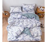 Treer Marbre Housse de Couettes avec 1/2 Taie d'oreiller, Parure de Lit pour 2 Personnes Microfibre Enfant Garçon Simple Double King Nordique Ensemble de Literie (Marbre Bleu,180x210cm)