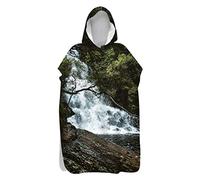 Treer Microfibre Serviette Poncho Séchage Rapide 3D Poncho à Capuche Plage Adulte Surf Serviette à Changement Peignoir Piscine Robe de Bain pour Homme et Femme (Eau de la Jungle,75x145cm)