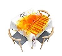 Treer Modèle de Piano Nappe Carrée, Nappe de Table Anti Taches, Nappe de Jardin Lavable, Nappe en Polyester Essuyable, pour Table Basse, Picnic, Décoration, Mariage (Orange,100x100cm)