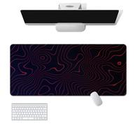 Treer Motif de Ligne 3D Tapis de Souris XXL/XL/L, Tapis de Souris avec Caoutchouc Base Antidérapante, Tapis de Souris Gamer, Tapis Souris pour Gaming, Maisonet Bureau (900x400mm,Rouge Foncé)