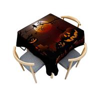 Treer Motif Halloween 3D Nappe, Effet Lotus Nappe de Table,Nappe de Jardin Lavable, Carré Nappe Anti-Taches en Polyester Adaptée à Décoration Intérieure et Extérieure (100x100cm,Soirée d'halloween)