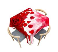 Treer Nappe Carrée, Roses de la Saint-Valentin Nappe de Table Anti Taches, Nappe de Jardin Lavable, Nappe en Polyester Essuyable, pour Table Basse, Picnic, Décoration, Mariage (Rouge,140x140cm)