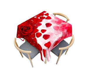 Treer Nappe Carrée, Roses de la Saint-Valentin Nappe de Table Anti Taches, Nappe de Jardin Lavable, Nappe en Polyester Essuyable, pour Table Basse, Picnic, Décoration, Mariage (Rouge,140x140cm)