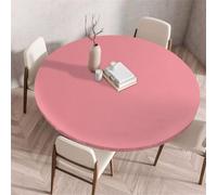 Treer Nappe Couleur Unie Simple, Nappes Rondes avec Bord Élastique, Exterieur Lavable Nappes Anti Taches, Nappe de Table pour Cuisine Jardin Fête Table (Rose,150cm)
