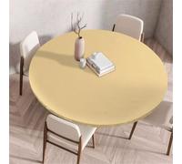 Treer Nappe Couleur Unie Simple, Nappes Rondes avec Bord Élastique, Exterieur Lavable Nappes Anti Taches, Nappe de Table pour Cuisine Jardin Fête Table (Jaune Clair,180cm)