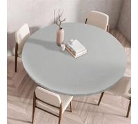 Treer Nappe Couleur Unie Simple, Nappes Rondes avec Bord Élastique, Nappe Exterieur Lavable, Nappes Polyester Anti Taches, Nappe de Table pour Cuisine Jardin Fête Table (Gris,110cm)