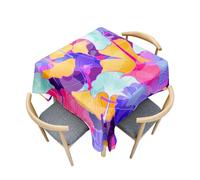 Treer Nappe Imprimé Feuille Verte,Effet Lotus Nappe de Table, Nappes pour Table de Jardin,Nappe Anti-Tache Carré Lavable,pour Adaptée à Décoration Intérieure Extérieure (Colorées,180x180cm)