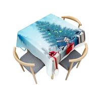 Treer Nappe Joyeux Noël, Effet Lotus, Lavable, Carré Anti-Taches en Polyester pour Décoration Intérieure et Extérieure (200x200cm, Cadeau de Noël)