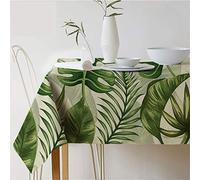 Treer Nappe Lin Rectangulaire Imperméable, Tropical Plante Feuilles Vertes Moderne Decoration Lavable Cuisine Exterieur Anti Tache Anti-Moisissure Anti-Poussière (140×200cm,Feuille de Banane)