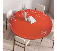 Treer Nappe Motifs Colorés de Noël, Nouvel an Nappes Rondes avec Bord Élastique, Exterieur Lavable Nappes Anti Taches, Nappe de Table pour Cuisine Jardin Fête Table (Flocons de Neige,200cm)