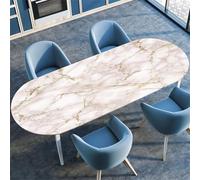 Treer Nappe Ovale avec Bord Élastique, Marbre Nordique Nappe de Table Lavable, Nappe Essuyable pour Extérieur Intérieur, Nappe Anti Tache, Nappe Table pour Jardin Cuisine Salon (107x152cm,Rose)