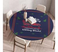 Treer Nappe Ronde, Camion de Noël Nappes Rondes avec Bord Élastique, Nappe Anti Tache Lavable, Protege Table Exterieur, Table Cloth pour Cuisine Jardin Fête (Bleu,120cm)