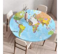 Treer Nappe Ronde, Estampes du Monde Nappes Rondes avec Bord Élastique, Nappe Anti Tache Lavable, Protege Table Exterieur, Table Cloth pour Cuisine Jardin Fête Table (Bleu 4,130cm)