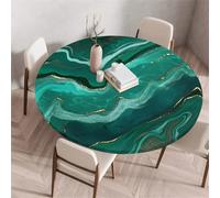 Treer Nappe Ronde, Fluide Abstrait Nappes Rondes avec Bord Élastique, Nappe Anti Tache Lavable, Protege Table Exterieur, Table Cloth pour Cuisine Jardin Fête Table (Vert,120cm)