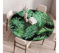 Treer Nappe Ronde, Imprimé Feuille de Tortue Nappes Rondes avec Bord Élastique, Nappe Anti Tache Lavable, Protege Table Exterieur, Table Cloth pour Cuisine Jardin Fête Table (Vert 1,150cm)