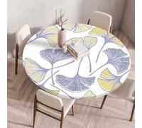Treer Nappe Ronde, Motif de Feuille de Ginkgo Nappes Rondes avec Bord Élastique, Impression Nappe Anti Tache Lavable, Protege Table Exterieur, Table Cloth pour Cuisine Jardin Fête (Violet,80cm)